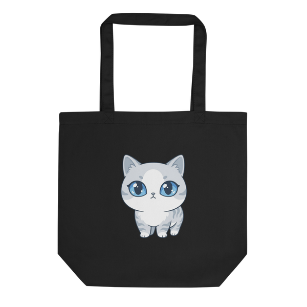 Tote Bag Coton Unisexe Luna Bleu Étoilé – Le Sac Kawaii pour Cat Mom - Noir
