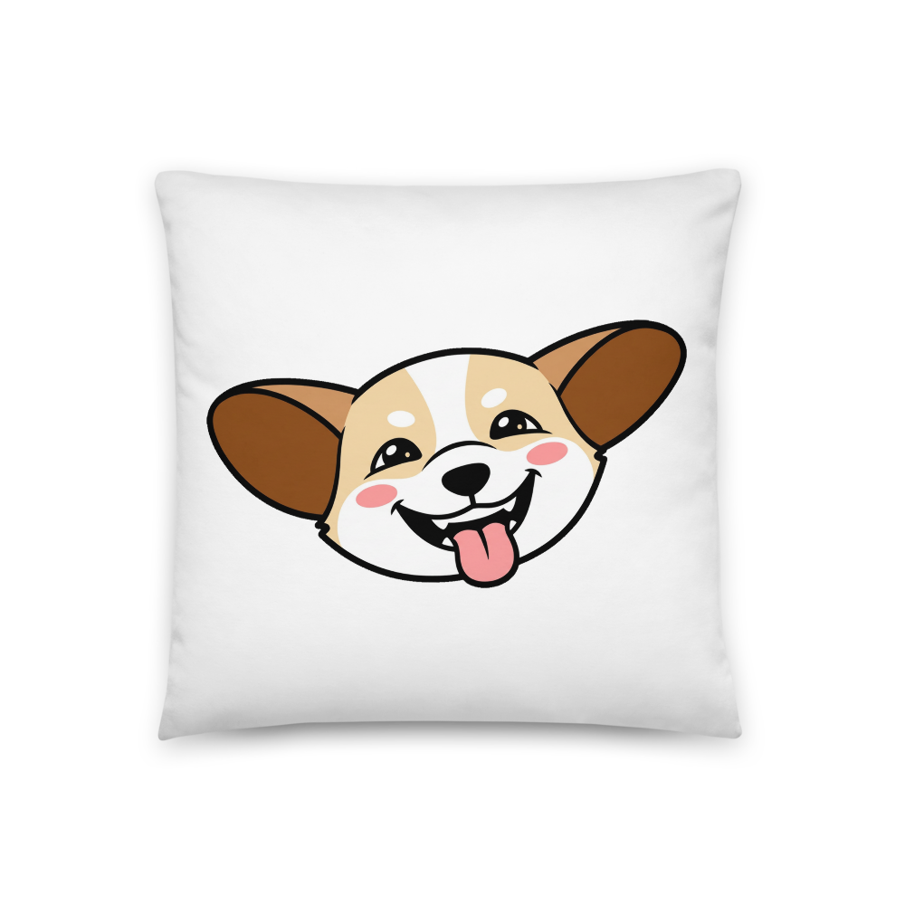 Coussin Corgi Kawaii Sourire Éclatant pour Dog Dad Amoureux des Chiens