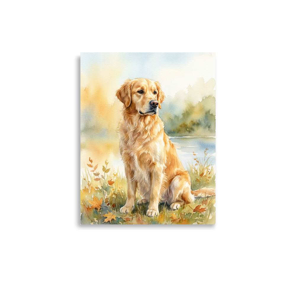 Affiche Aquarelle Golden Retriever - Portrait Doux et Lumineux