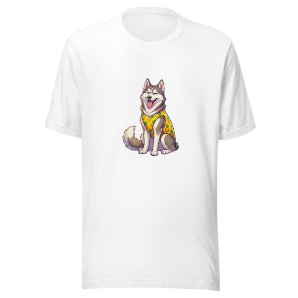 T-Shirt Unisexe Husky Tropical Malicieux – Maillot Ananas pour Dog - Blanc