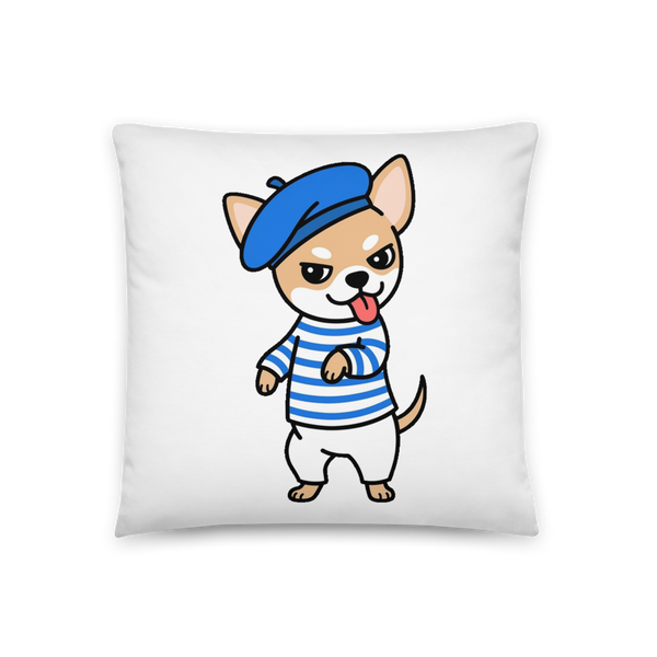 Coussin Chihuahua Marin Kawaii 45×45 cm – Le Compagnon Espiègle
