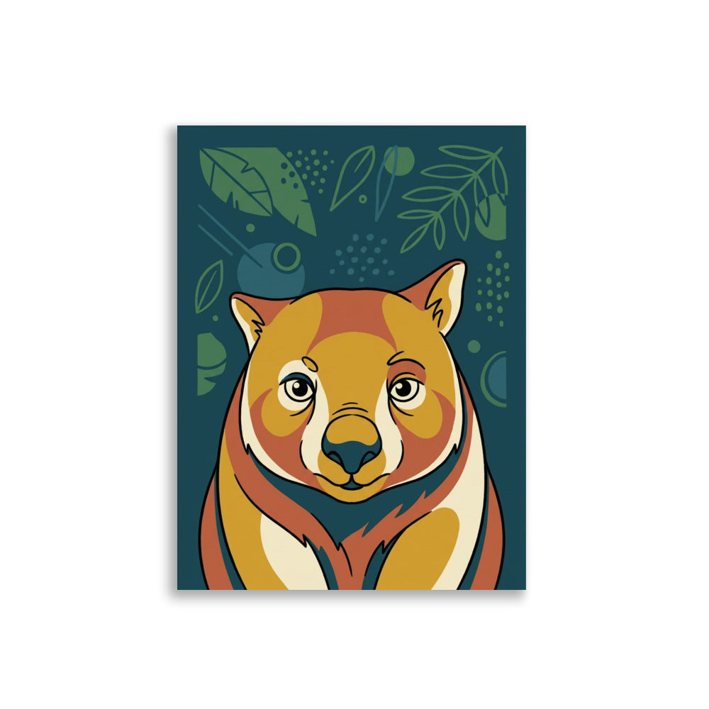 Poster Wombat Australien – Line Art Mustard & Terracotta