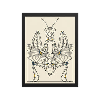 Affiche mante religieuse encadrée – Line-art 30×40 cm