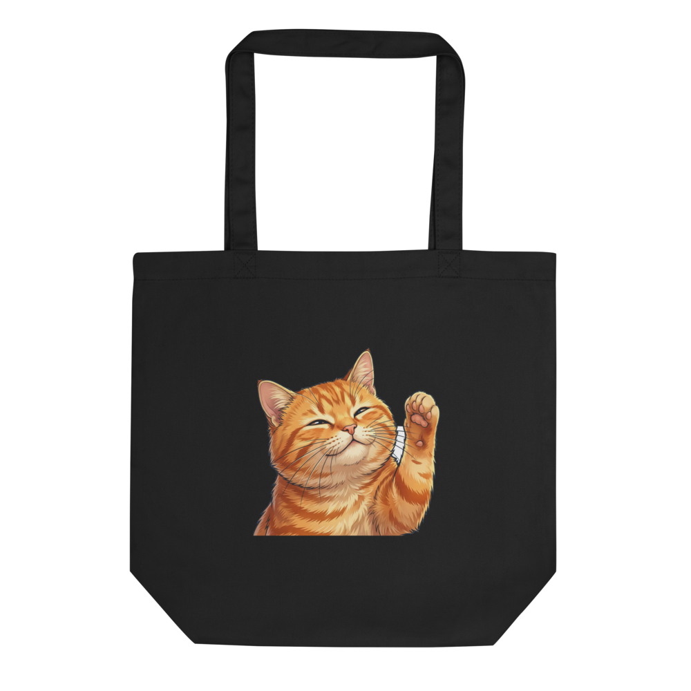 Tote Bag Coton Unisexe pour Amoureux des Chats Roux Tigrés - Design - Noir
