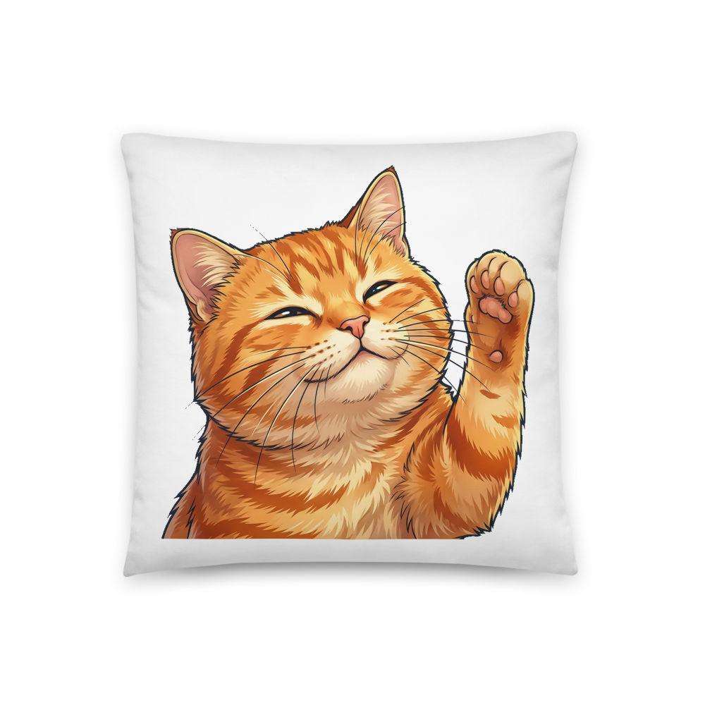 Coussin Chat Roux Tigré Kawaii - Le Sourire Gourmand de Votre