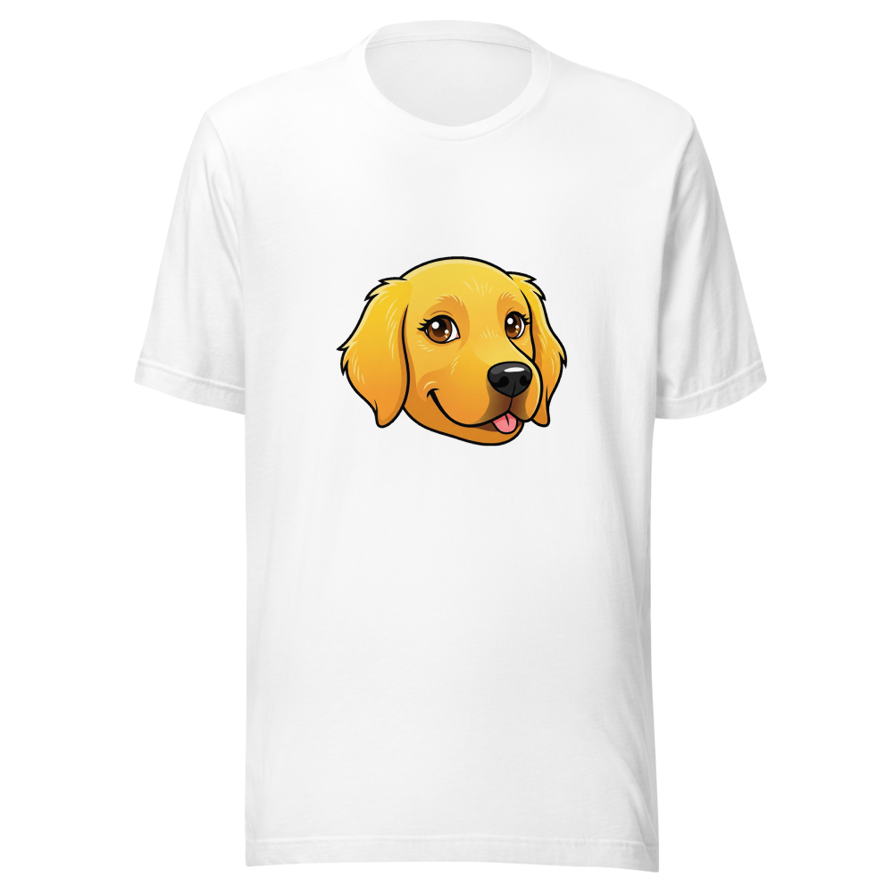 T-Shirt Unisexe Golden Retriever Kawaii - Portrait Mignon de Votre - Blanc