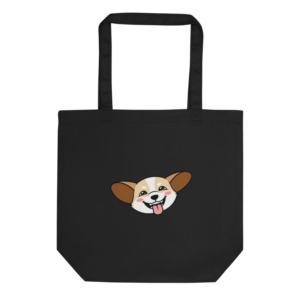 Tote Bag Coton Unisexe Corgi Sourire Kawaii – Le Sac Qui Fait Fondre - Noir