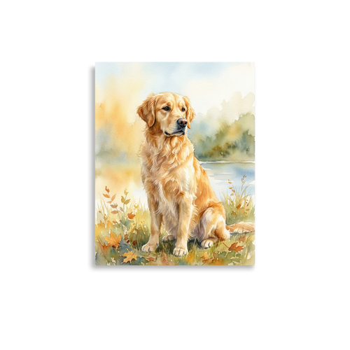Affiche Aquarelle Golden Retriever - Portrait Doux et Lumineux