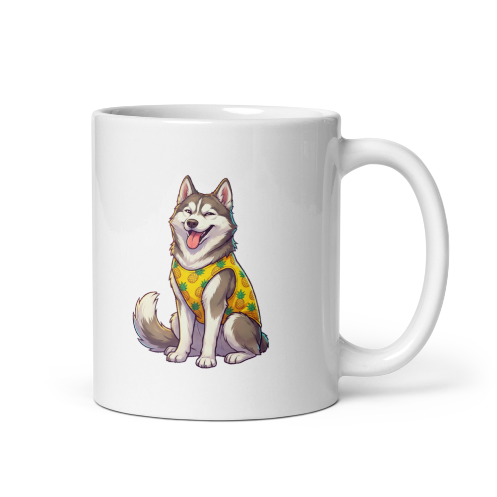 Mug Husky Sibérien Tropical - Le Sourire Malicieux de Votre Compagnon