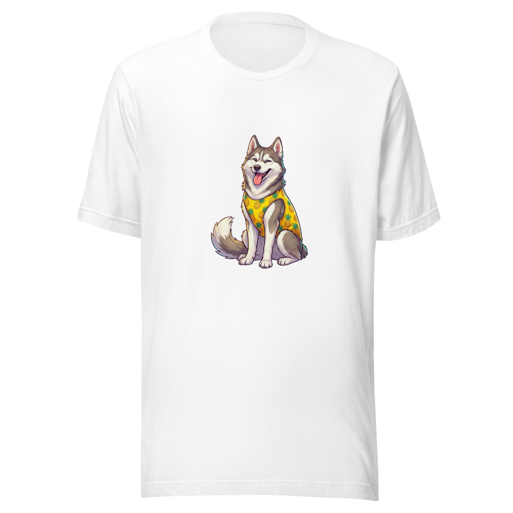 T-Shirt Unisexe Husky Tropical Malicieux – Maillot Ananas pour Dog - Blanc