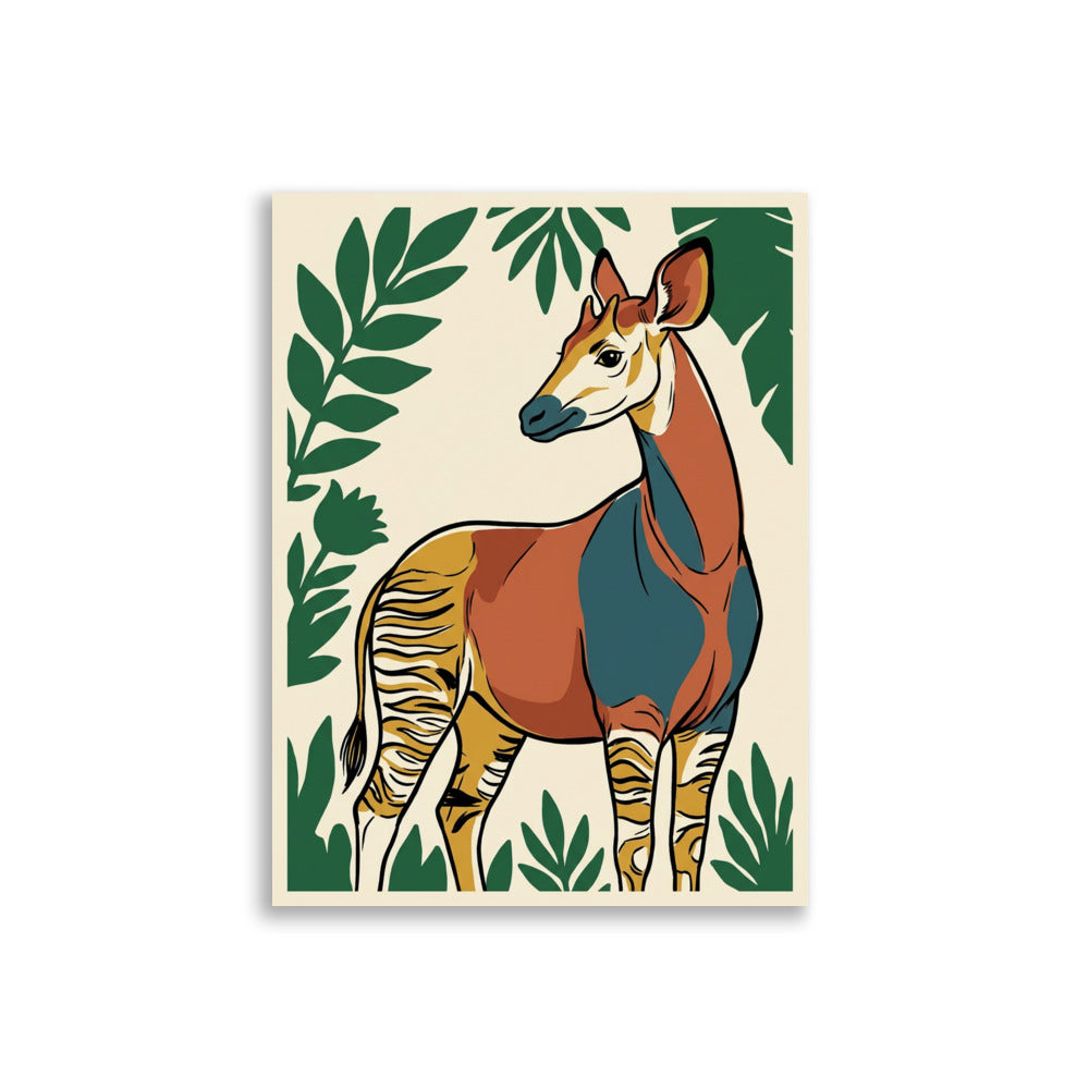 Affiche Okapi Minimaliste – Line-Art Encadré